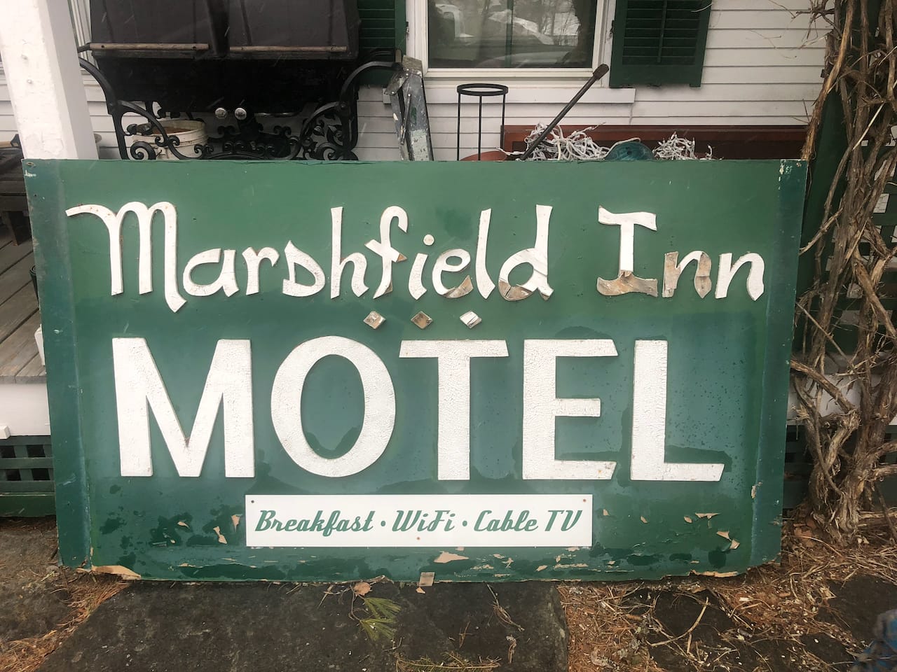 The original hand-painted sign, close up.