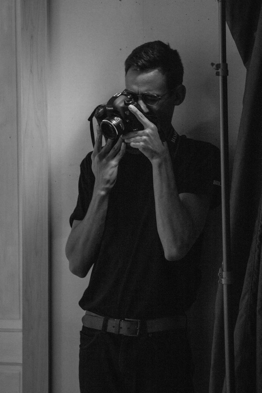 Me at work behind the camera, shot by someone else.