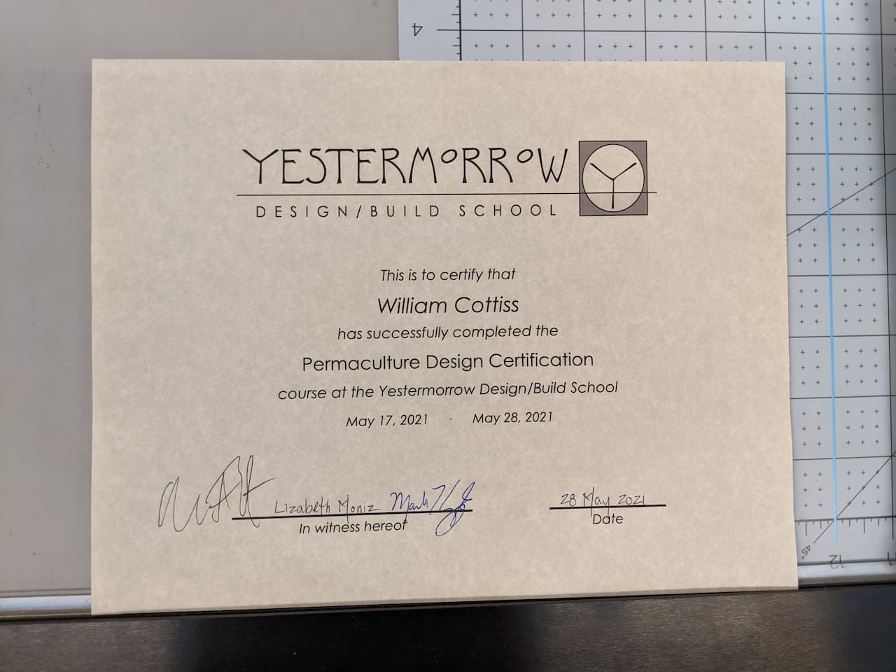Permaculture Design Certification, Yestermorrow, 2021.