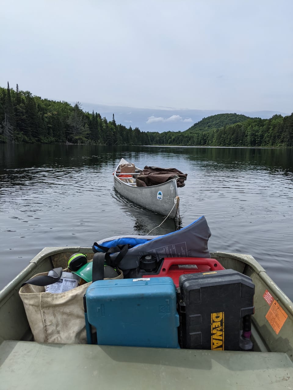 Tools and materials brought in by canoe.