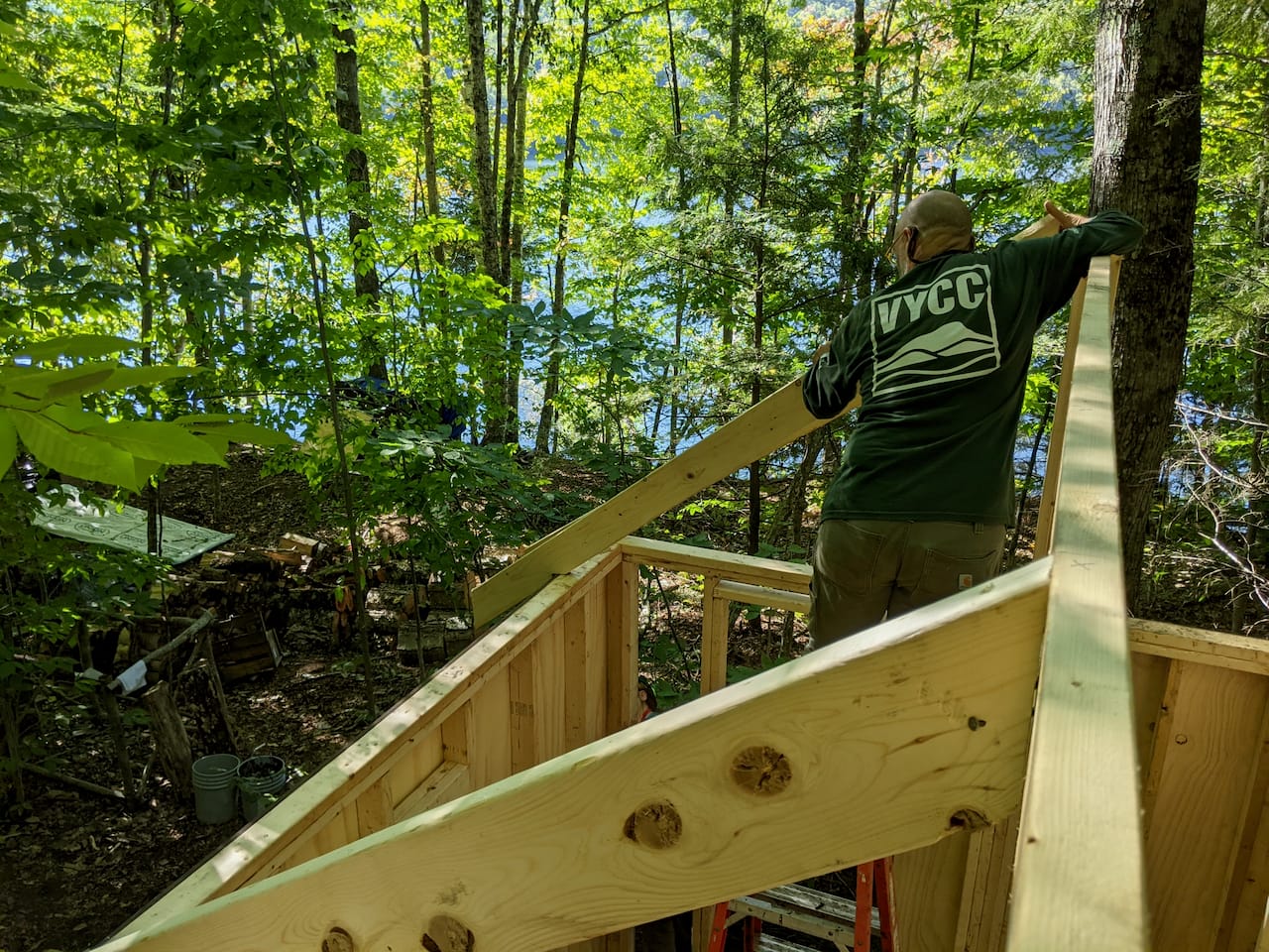 Raising the cabin frame.